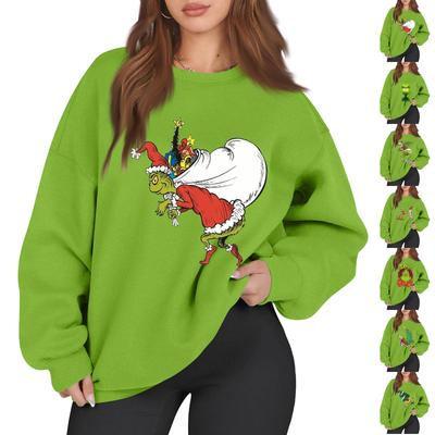 Women's Casual Fashion Long Sleeve Christmas Printed Round Neck Sweatshirt Top