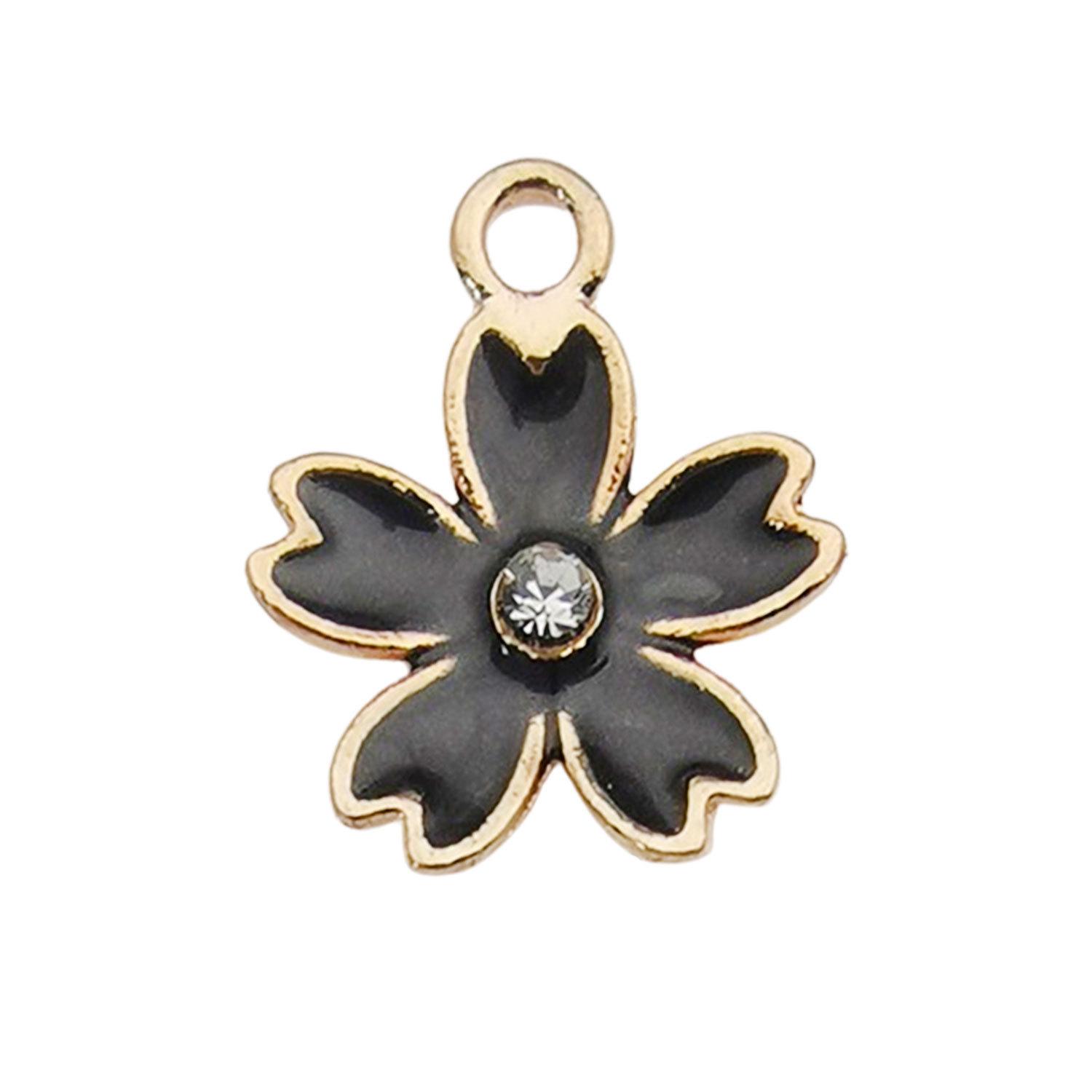 

«Набор из 30 черных цветочных украшений своими руками из Кореи»: Подвески из сплава K-Gold Oil Drop для сережек и браслетов