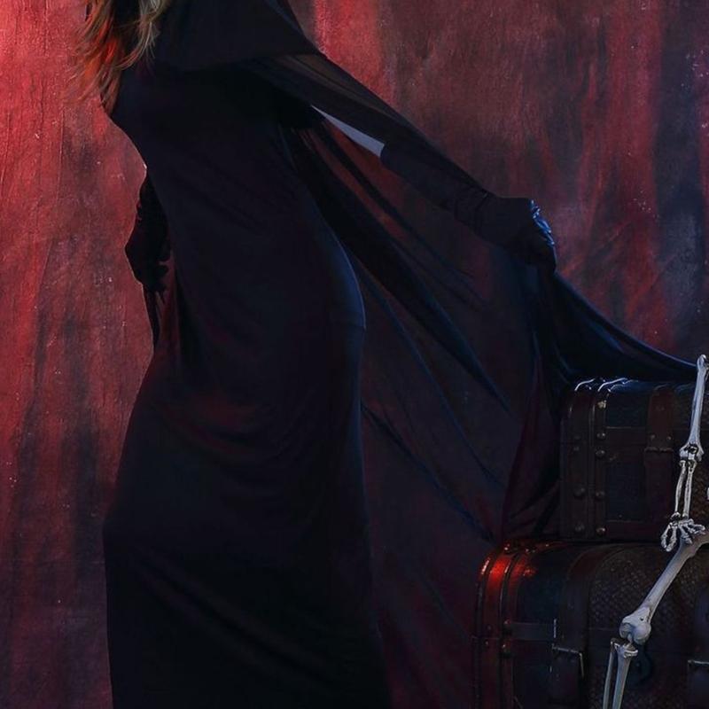 Halloween Cosplay Costumes Death Hell Witch Devil for Vampire Uniform Black Long Dress Glove Cloak Party Carnival Masque
