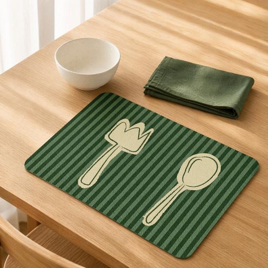 Placemat Soft Tough Non-Slip Heat Insulation Table Mat Oil-Proof Wipeable Easy