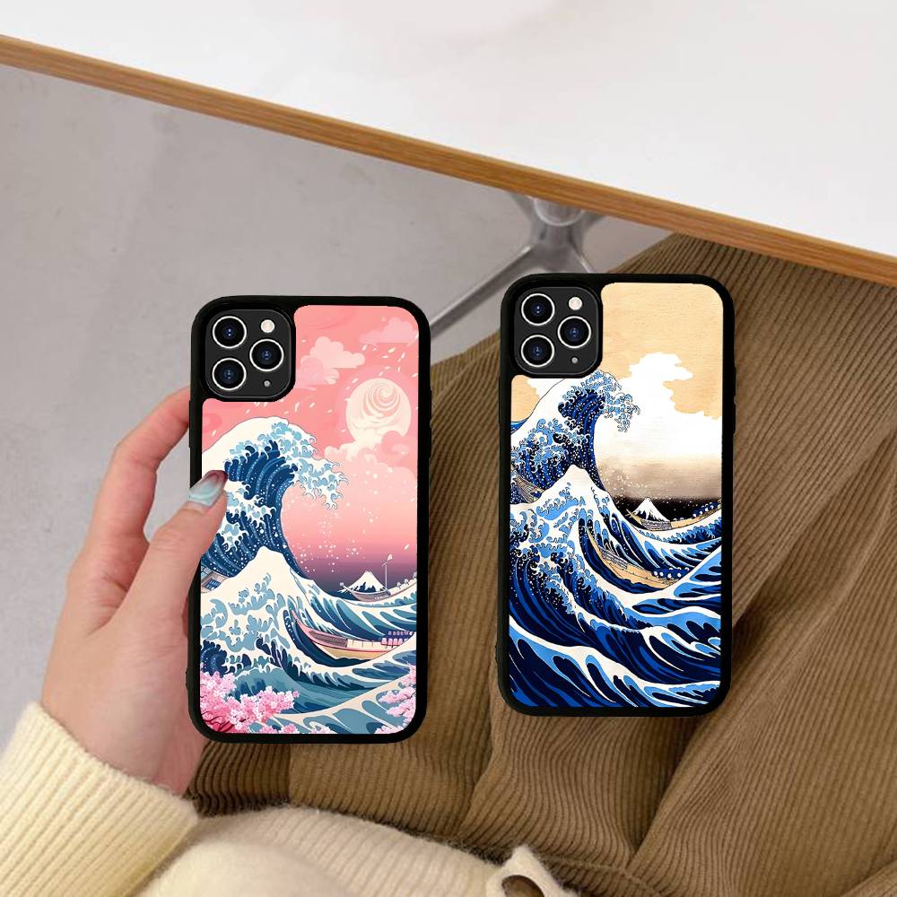 Kanagawa Great Wave Anime Phone Case For Iphone 16 15 14 13 12 11 Pro Max Plus Shockproof TPU+PC Hard Case