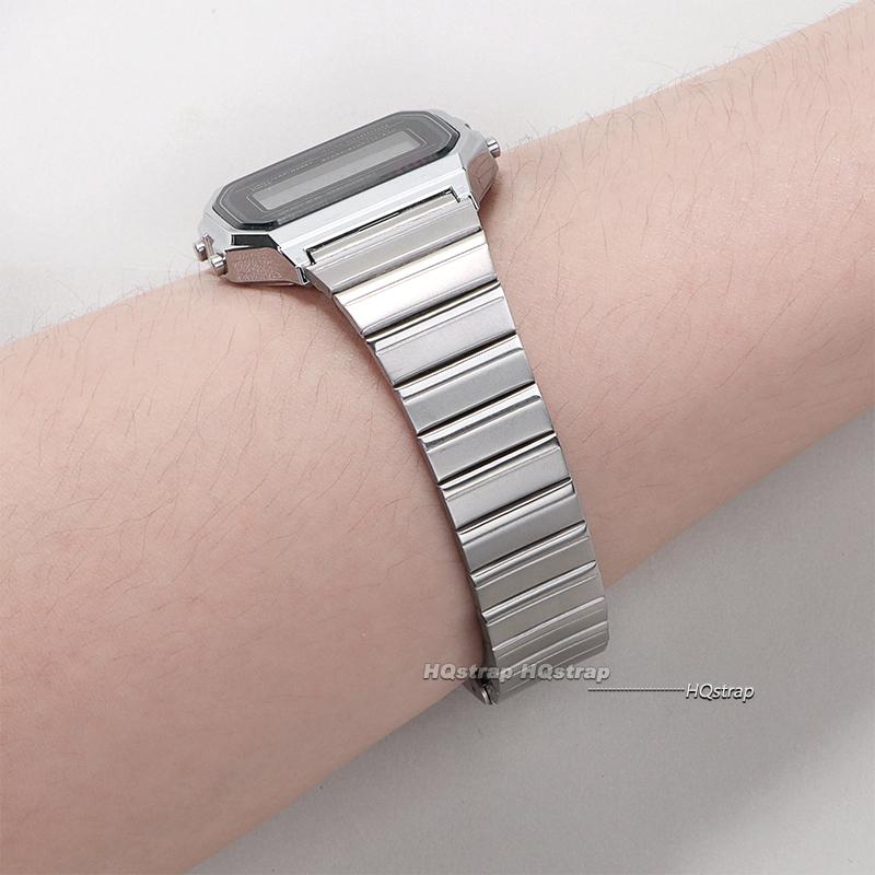 18mm 20mm Edelstahl-Uhrenarmbänder für Casio F-91W/A158/A159/A168/A169/B650 Ultra-dünnes Uhrenband Metallarmbänder Vintage-Band