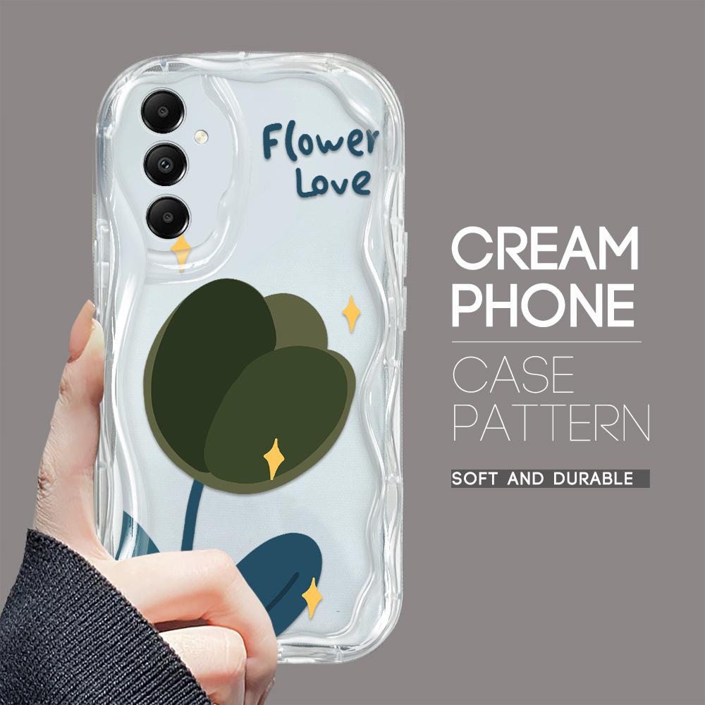 Cute Cartoon Pattern Cream Texture Casing Wavy Edge Soft Silicone Cover Phone Case for Samsung