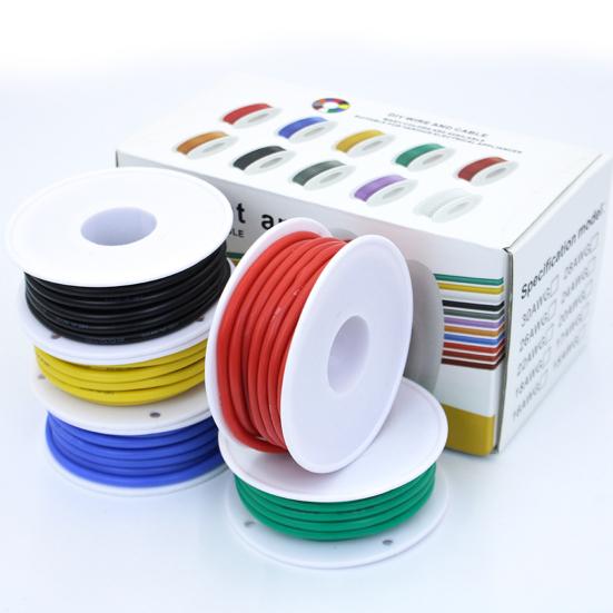 22 Gauge 22 AWG Stranded Electric Wire 1.7mm Diameter Flexible Silicone Insulated Tinned Copper 60 Strands Electrical Hookup Wire