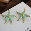 Hot Selling Fashion Earrings Colors Stainless Steel Drip Glaze Design Starfish Earring Versatile Temperament Trendy Jewelry