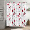 Modern Bathroom Decor Shower Curtain Set with Red Berry Floral Print White Polka Dot Polyester Watercolor Design for Home Bath D