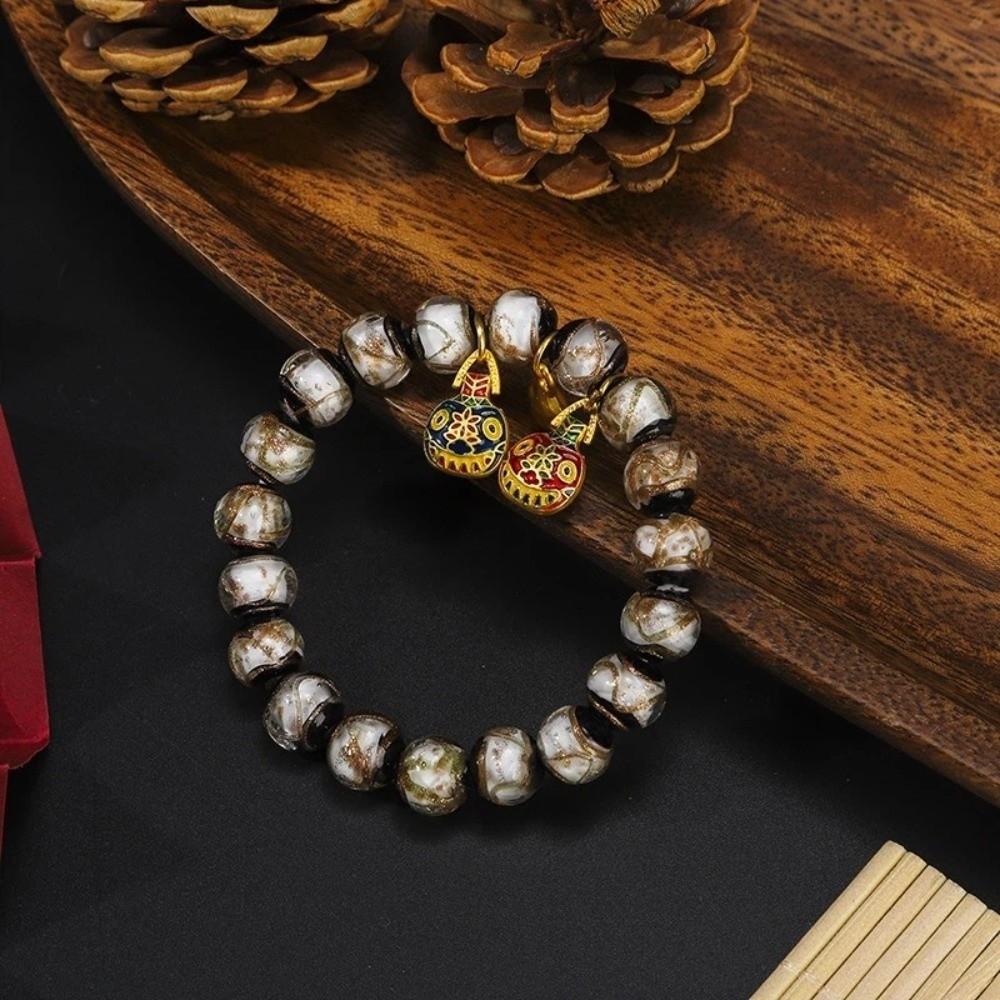 Family of Three Incense Gray Bracelet Glass Material Colored Glaze Bracelet  Wealth Attraction