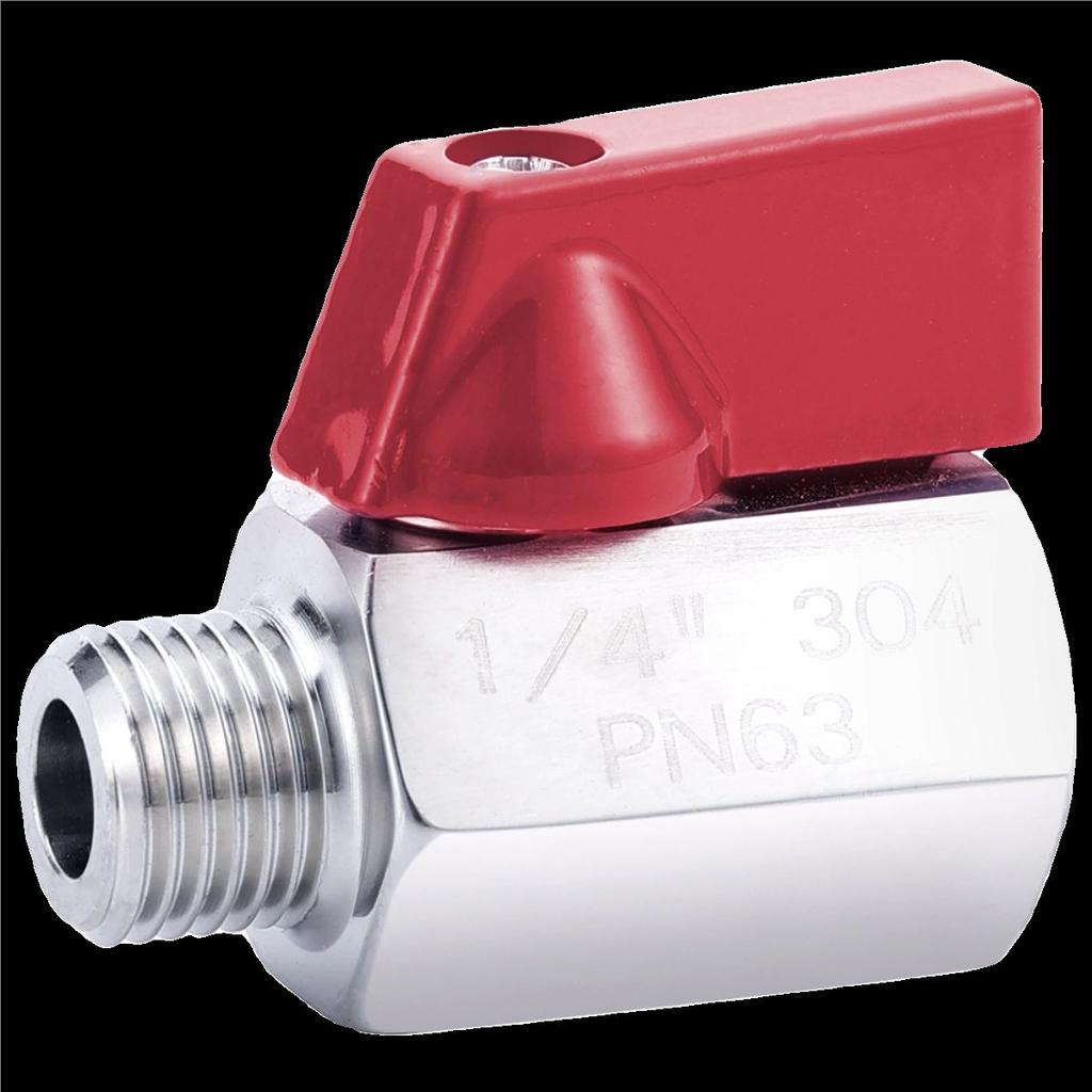 Red Handle 1/8 1/4 3/8 1/2 BSP Female Male 304 Stainless Steel Sanitary Mini Ball Valve Homebrew Food Grade