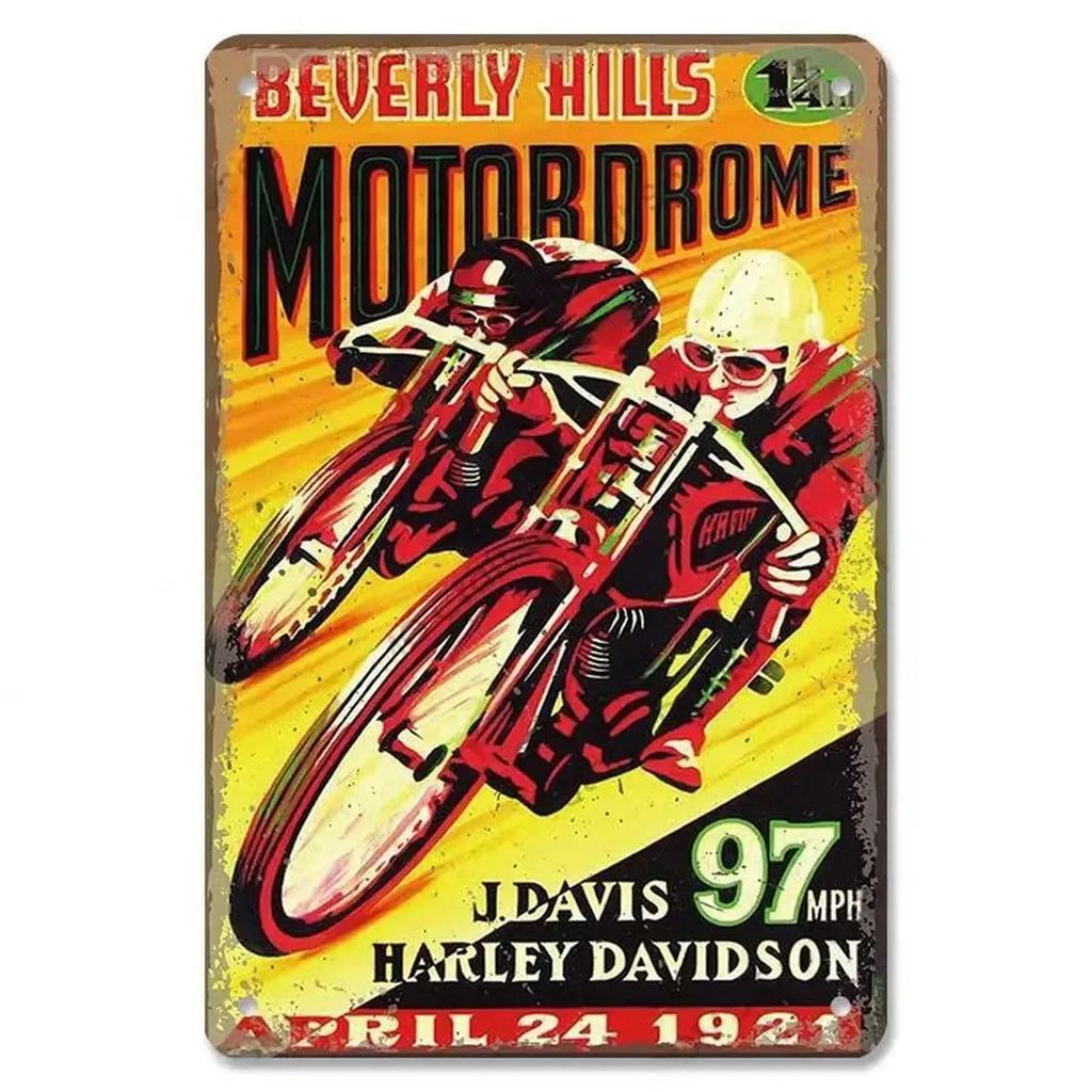MotorcycleVintageCo Pinup Kovové cedule - Vintage umělecké plakáty - Železná malba Nástěnná dekorace - Pozvedne výzdobu v pánském doupěti a baru