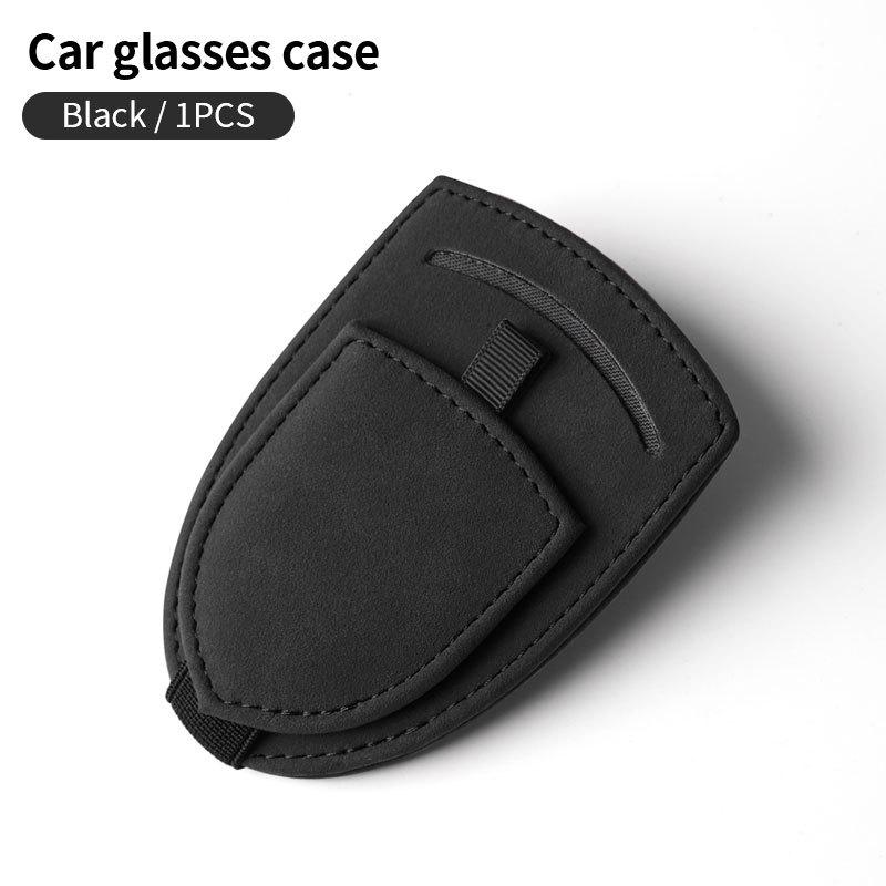 Sunglasses Clip For Car Visor Sunglasses Visor Clips Fashion Magnetic Car Visor Clip Leather Auto Sunglasses Holder Ticket Card чёрный