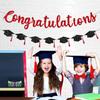 Congratulations Banner Graduation Decorations Class of 2026 Red Glitter Congrats Grad with Tassel Party Decor College High School Favors Black