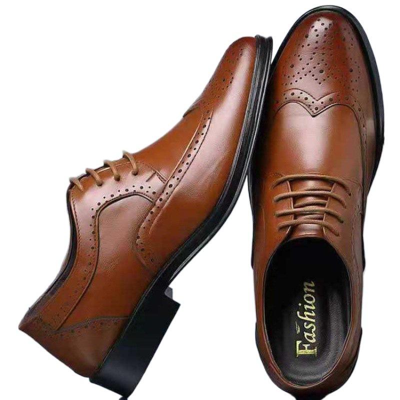 Men's Leather Shoes Autumn New Style Carved Youth Formal Wedding Photography Studio Photography Casual Trend