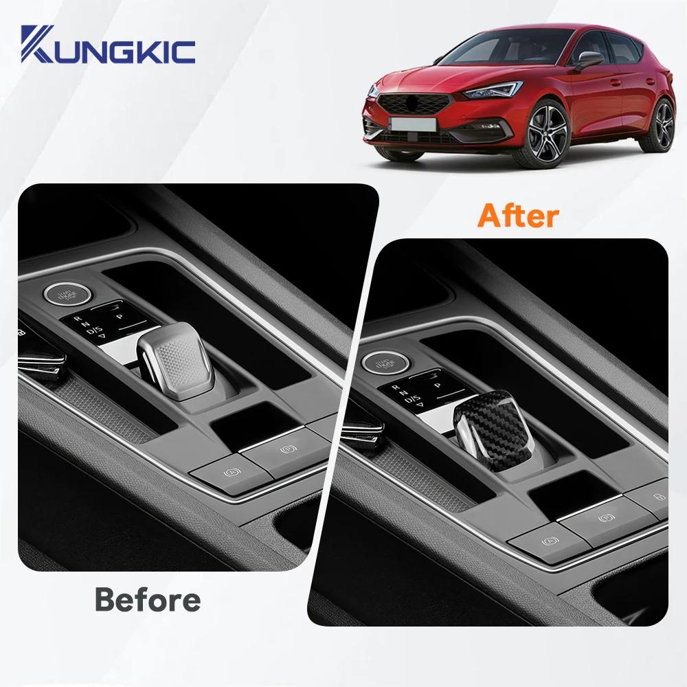 wszcr5 Hard Dry Carbon Fiber For Seat Leon MK4 Cupra Leon Cupra Formentor 2020 2021 2022 2023 2024 2025 Gear Shift Knob Trim Sticker