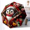 1 Stück Pinguin Weihnachts Automatischer Faltregenschirm Kompaktes 8-Rippen-Design, Langlebiger Eisenrahmen für Reisen, Outdoor, a0920094