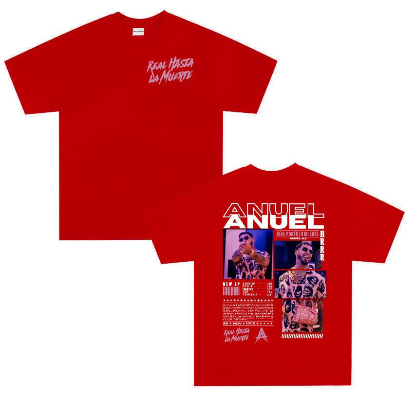 Rapper ANUEL AA Real Hastala Muerte Tour 2025 new Album T Shirt Men Retro Hip Hop Fashion Cotton Short Sleeve Tshirt Streetwear