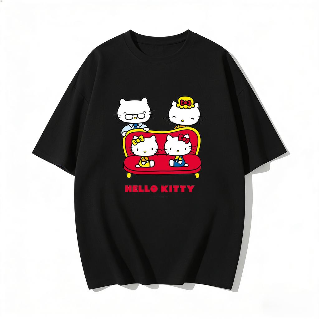 2026 Hello Kitty Tee soft cotton short sleeve crew neck cute print lightweight summer top for Women daily casual wear