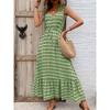 Summer Women Elegant High Waist Geometric Print Sleeveless Dress European American Casual Fashion Streetwear