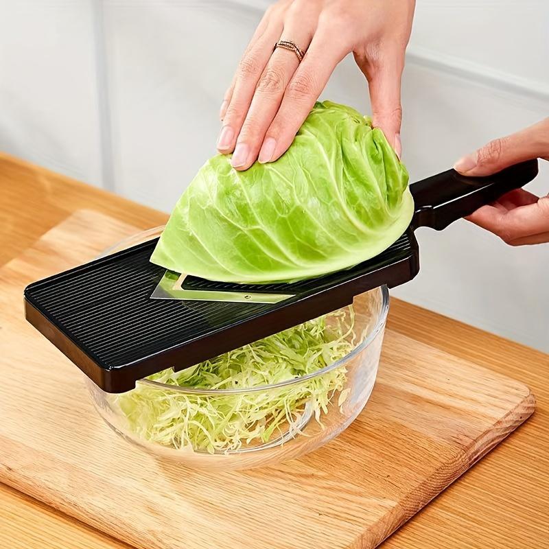 Manual Plastic Vegetable Slicer Shredder & Grater with Ergonomic Handle - Heavy-Duty Cabbage Cutter for Coleslaw, Slicing Greens, Potatoes, Carrots