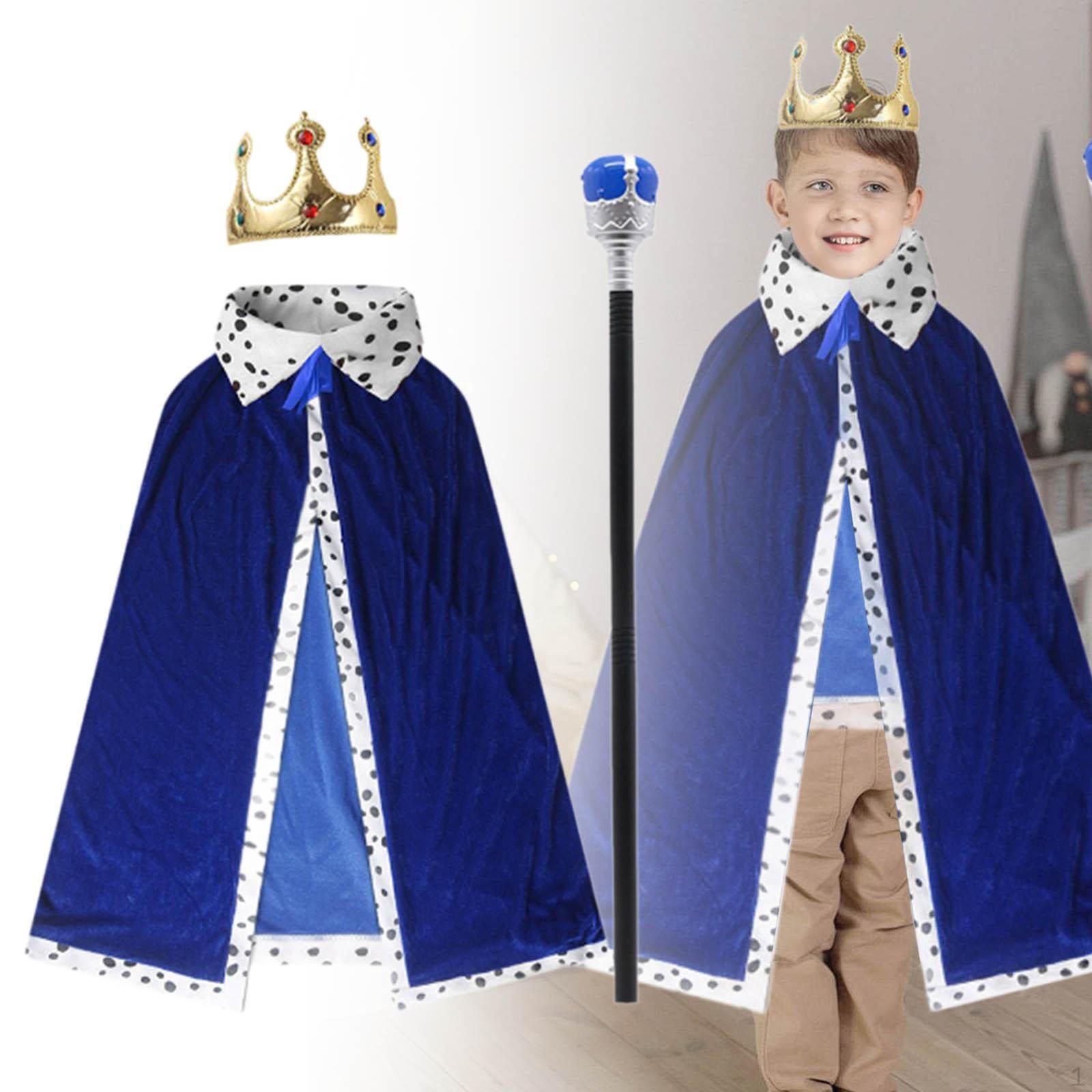 

Костюм короля Набор Халат Корона и Скипетр Хэллоуин для Карнавала синий