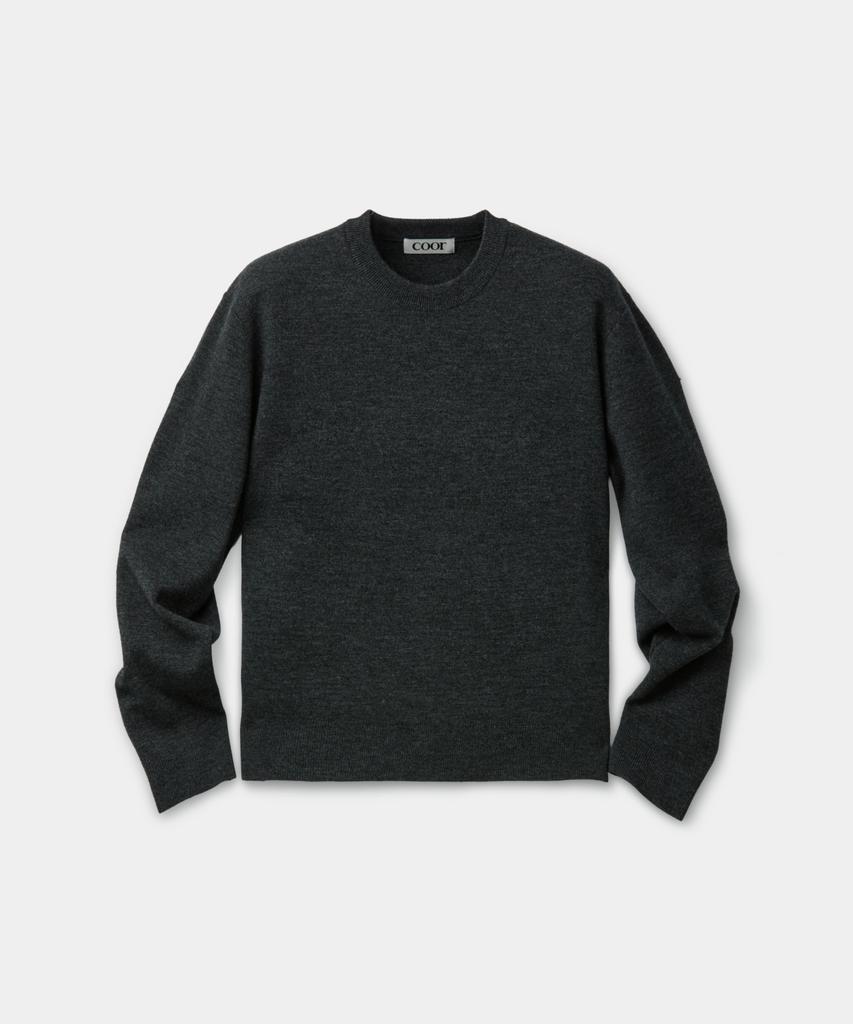 Kueo Merino Wool Crew Neck Sweater (Melange Charcoal)