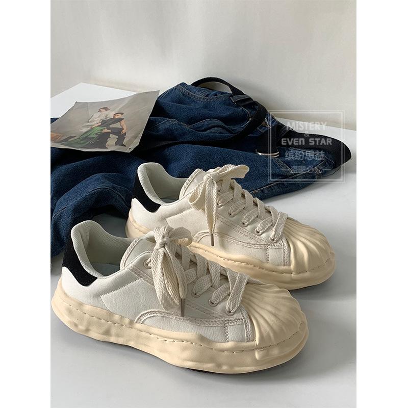 

Платформа, ракушечная голова, обувь, растворенная парусиновая обувь, увеличивающая рост, спортивная обувь, универсальная обувь для скейтборда, тренд 634M 44 бежевый