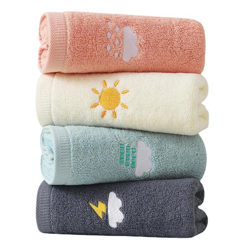 Bathroom cotton towel 74x34cm weather face towel embroidered word cute soft absorbent towel hand towel