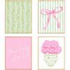 BRRNYOI Coquette Pink Bow Hydrangea Floral Wall Art Posters Set of 4, Grandmillennial Home Decor, Sage Green Botanical Flower Canvas Prints Wall