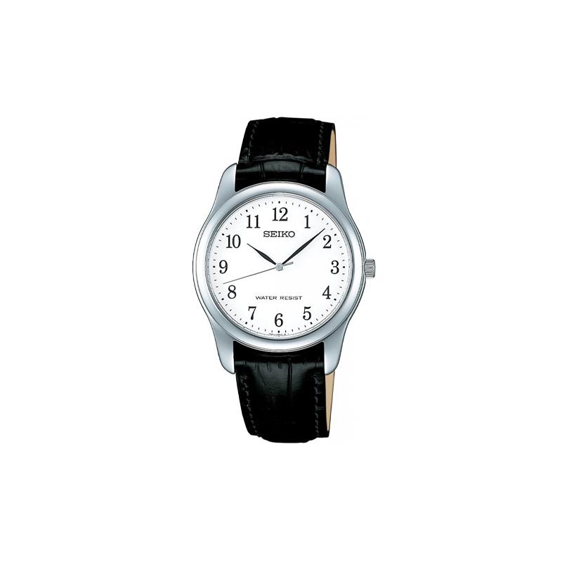 

SEIKO 30 meters waterproof Quartz leather strap men and women same style white dial SCXP033