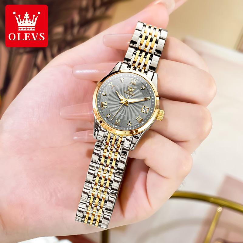 Oulishi Women's Automatic Diamond-Set Dual Calendar Waterproof Watch