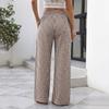 Women's Casual Loose Fit High Waist Striped Wide Leg Pants with Pockets Elastic Waistband Comfortable Long Trousers for Everyday Wear