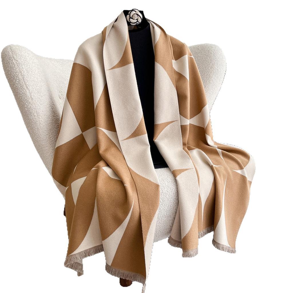 Versatile Imitation Cashmere Fringed Scarf Autumn And Winter With Loose Shawl High-End Women