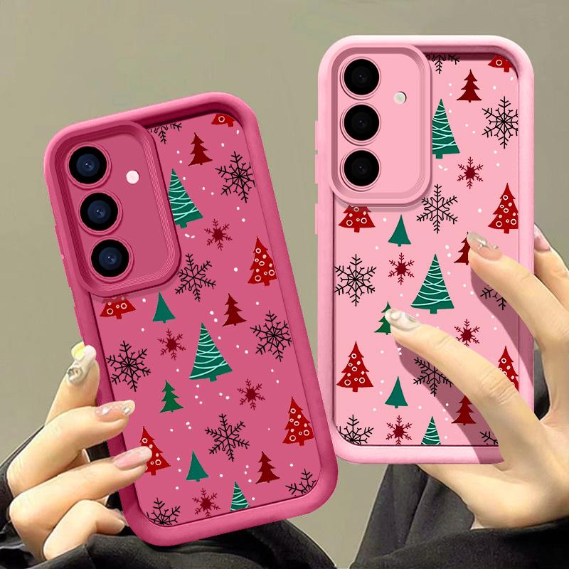 For Samsung Galaxy S25 Edge S24 Ultra S23 S22 Plus S21 FE A16 A26 A17 A35 A36 A54 A55 A56 5G Capa Christmas Tree Snowflake Case