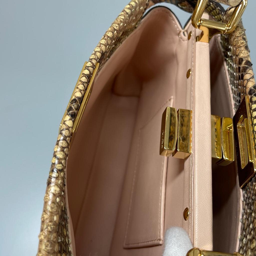 FENDI Peekaboo mini 8BN244 Python Handbag beige Women 2WAY used