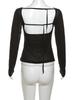 Women Autumn Long-sleeved Slash Neck Crops Tops Elastic Sexy Slim Backless T-Shirts Female New Fashion Lace-up Solid Top Tees