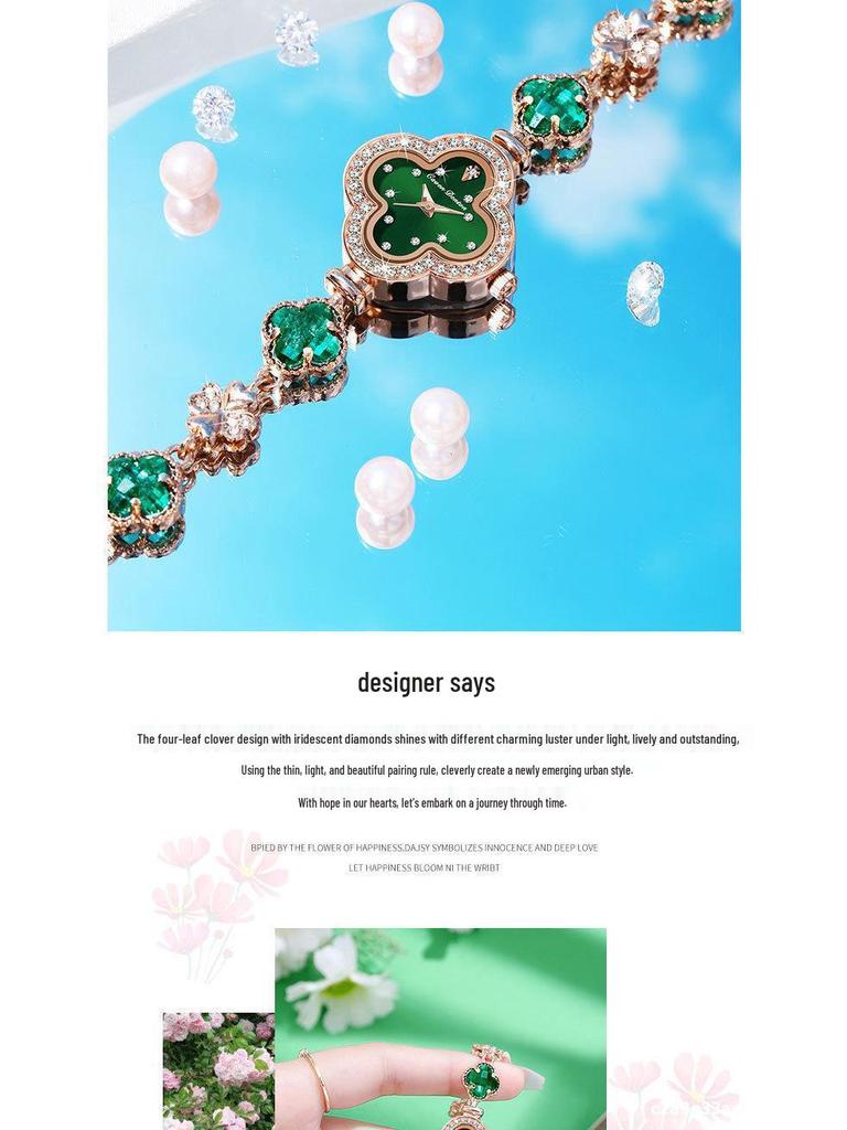 2024 Women's Four-Leaf Clover Quartz Bracelet Watch: Trendy & Personalized Design