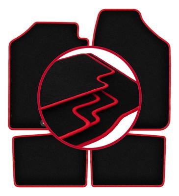 Velour Floor Mats with Red Edge For: Dacia Spring Hatchback (2021-)