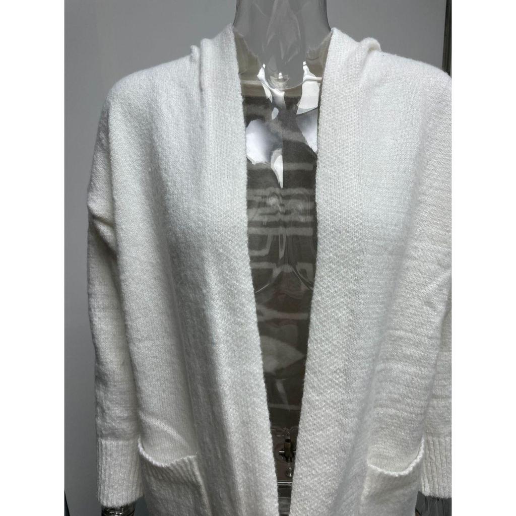 Women's Autumn and Winter Long Sleeve Lapel Hooded Long Cardigan Loose Sweater Jacket