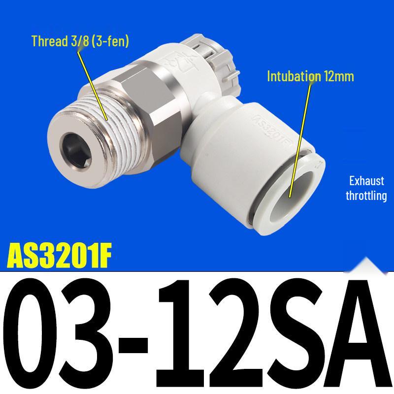 SMC AS1201F Pneumatic Speed Control Valve - Adjustable Throttle Push-Lock Fitting for Cylinder Control