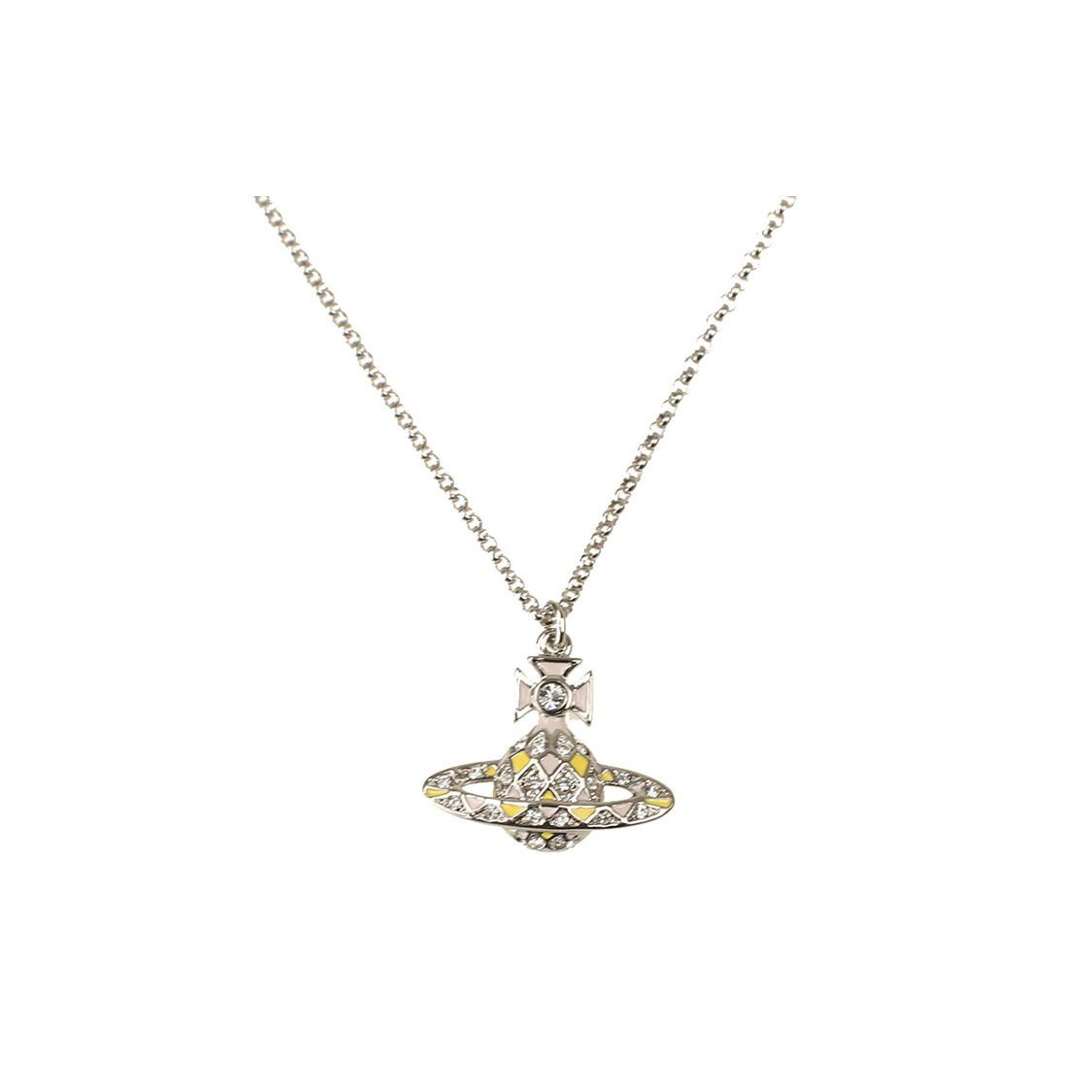 Vivienne Westwood Gemstone Decorated Metal Necklace Women necklaces Silver 6302023302P325CN F,Silver