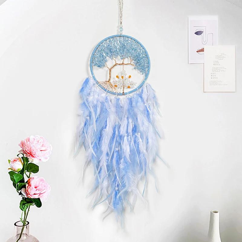 Wall Hanging Dream Catchers Gem Crystal Tree Of Life Dream Catcher Home Decoration Room Wind Chimes Ornaments Dream Catchers