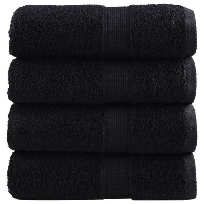VidaXL Serviettes de toilette Premium SOLUND 4 pièces Noir 30 x 30 cm 600 g/m² 137420
