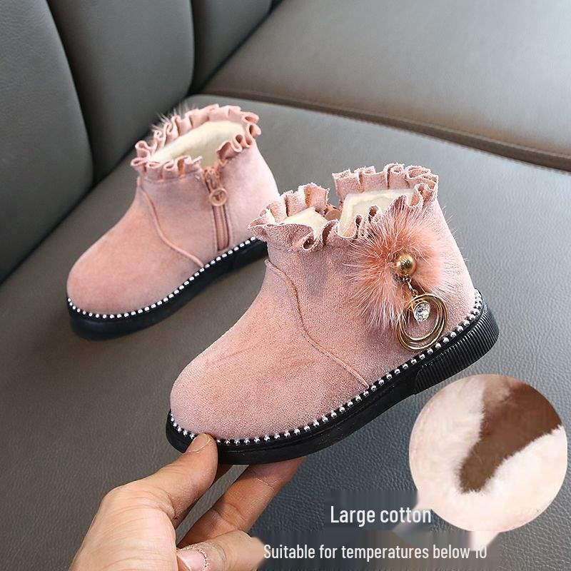Stylish Winter Snow Boots for Girls Aged 1-6 - Plush, Thickened Martin Princess Boots