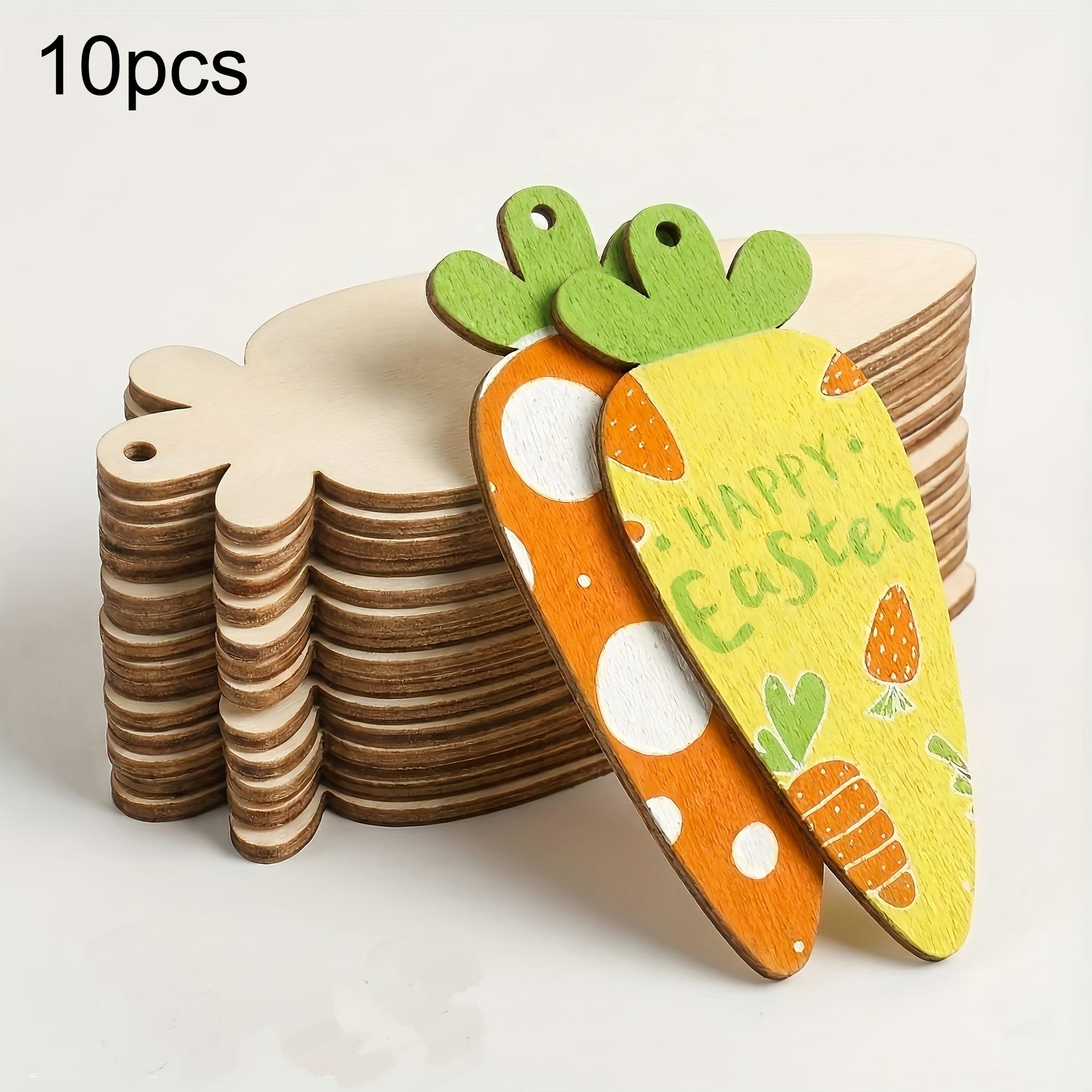 

10pcs Easter Wooden Decoration Blank Pieces Carrot Shape Holiday Gift Decoration Home Hanging Ornaments Hanging Decorations