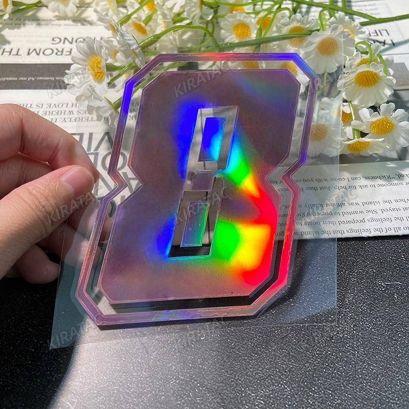 1PC 0to9 Arabic Numerals Pink Laser Motorcycle Stickers Waterproof for Motorbike Front Fairing Fuel Tank Scooter Vinyl Decals