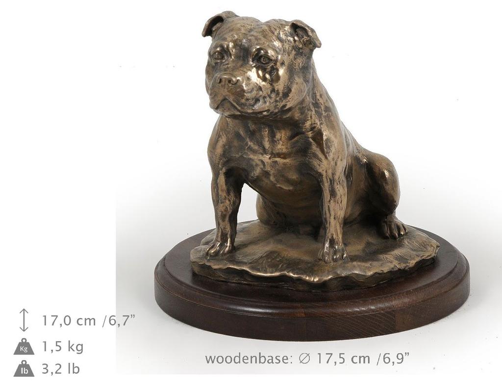 Staffordshire Bull Terrier, Staffy - Dog Figurine, Figure On a White Base, Trophy for Art-Dog Dog Show Exhibition