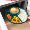 WORTHBUY Round Salad Plate Dishes Reusable Divided Dinner Plate With Fork Spoon Student Kid Food Plate Dishwasher&Microwave Safe