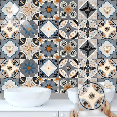 10Pcs Bohemian Style Tile Sticker Kitchen Backsplash Oil-proof Bathroom Waterproof Home Decor Wall Decals Self-adhesive Art Mural