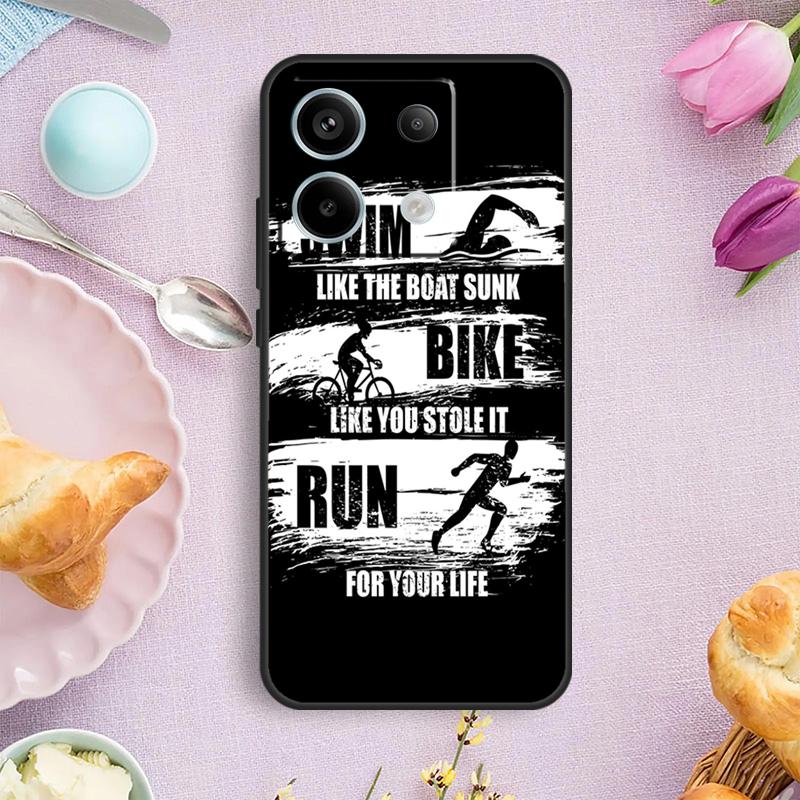 

Swim Bike Run Triathlon Phone Case For Redmi Note 12 11 9 10 13 Pro Plus 9S 10S 11S 12S Redmi 13C 9C 10C 12C Cover Redmi Note 12 Pro 4G