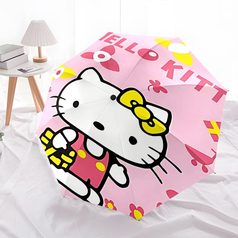 1pc Hello Kitty Automatic Opening Folding Umbrella - Portable 3-Fold Design with Iron Frame, Perfect for Festivals, Travel, Daily Use, and Gifts.D075