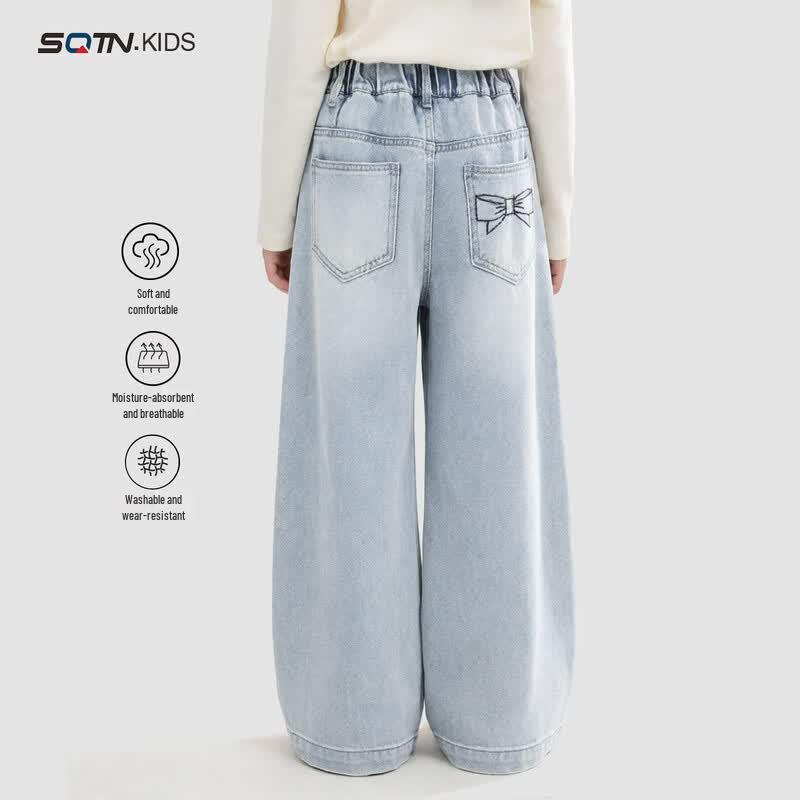 Girls  Loose Fit Wide-Leg Denim Trousers 130